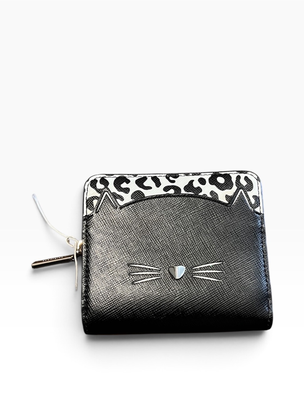 Kate Spade small zip-around black cat wallet